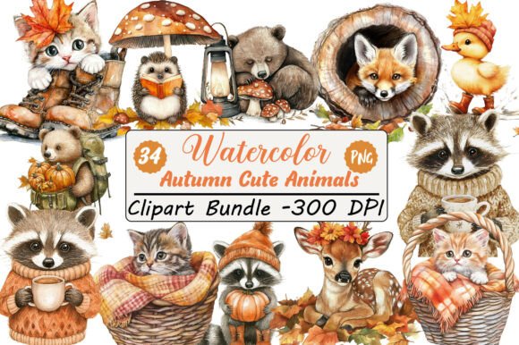 Download Autumn Cute Animals Clipart - Autumn Collection
