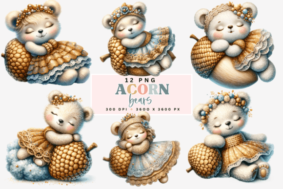 Download Cute Autumn Acorn Bears Clipart - Autumn Collection