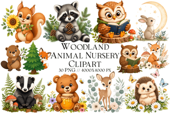 Download Woodland Animal Nursery Clipart - Premium Bundle