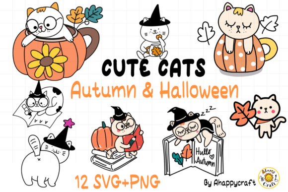 Download Cute Cats in Autumn and Halloween - Autumn Collection