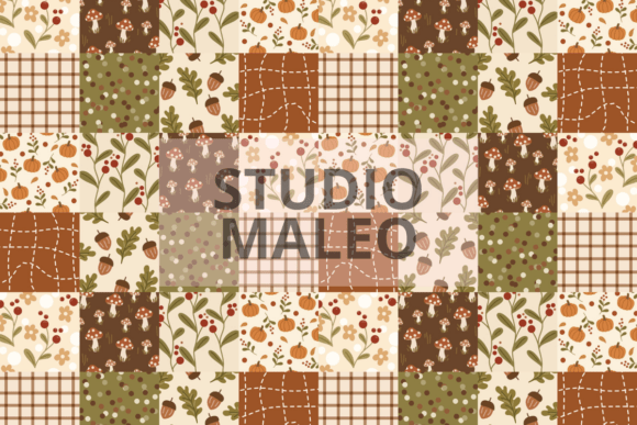 Download Cozy Autumn Patchwork Fall Pattern - Autumn Collection
