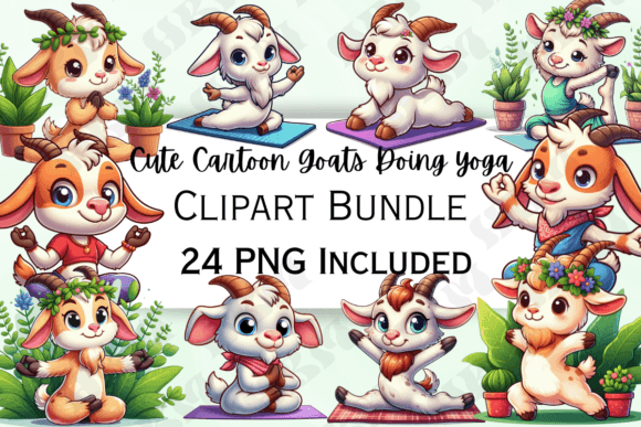 Download Cute Cartoon Goat Yoga Clipart - Goat Collection