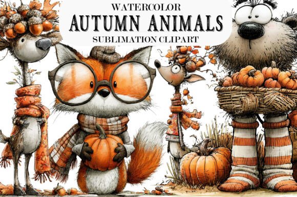 Download Quirky Autumn Animals Whimsical Clipart - Autumn Collection
