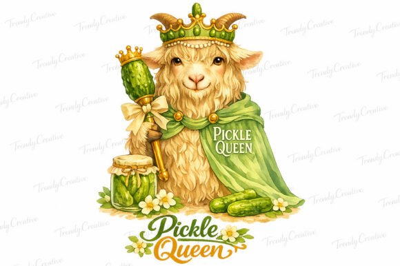 Download Watercolor Pickle Queen Goat PNG Design - Goat Collection
