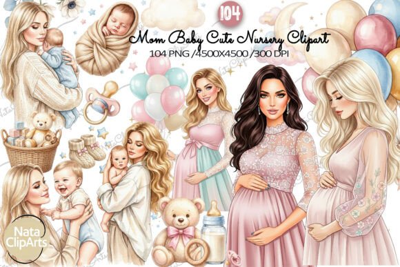 Download Mom Baby Cute Nursery Clipart - Premium Bundle