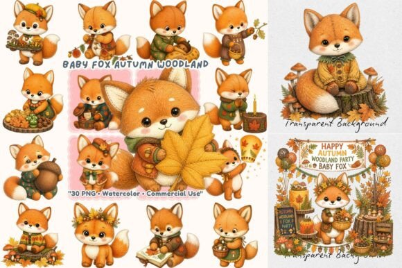 Download Autumn Woodland Baby Fox Watercolor - Autumn Collection