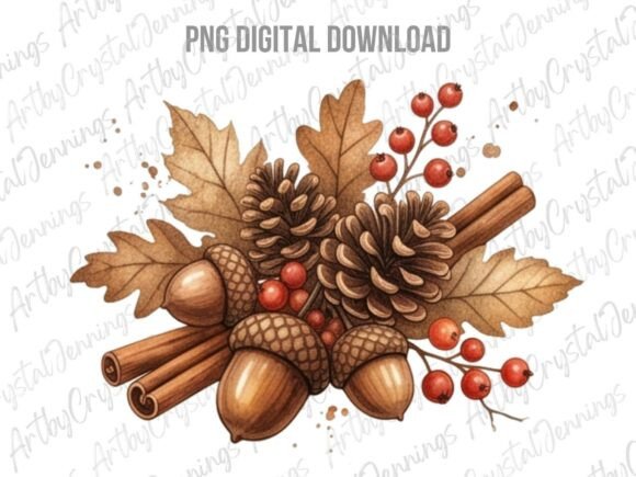 Download Autumn Fall Pinecone Acorn Clipart PNG - Autumn Collection