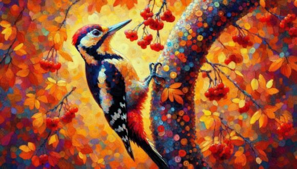 Download Woodpecker Autumn Tree Impression - Autumn Collection